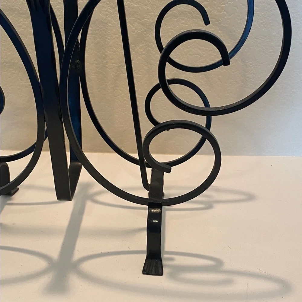 Elegant Black Vintage Wrought Iron Magazine Stand. Butterfly Design.